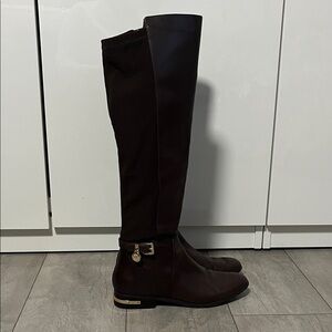 Michael Kors Hamilton Brown Tall Leather Riding Boots, Size 8.5